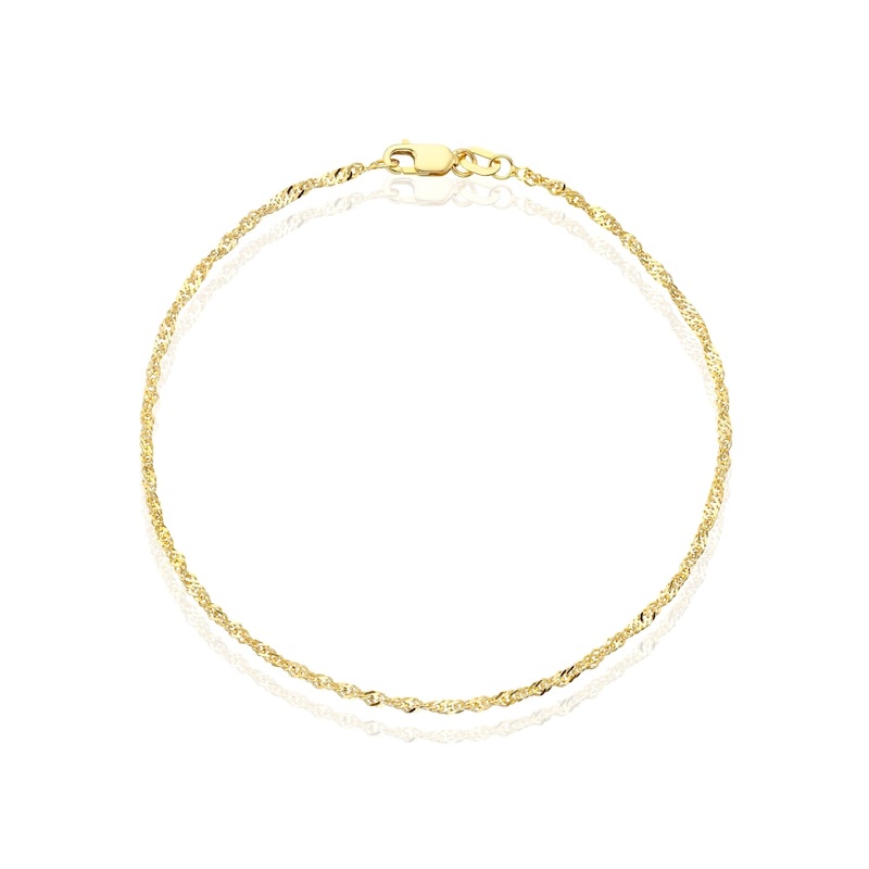 9ct Yellow Gold 7 Inch Twist Curb Chain Bracelet