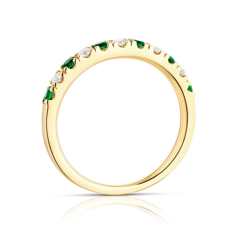 18ct Yellow Gold Emerald & 0.20ct Diamond Eternity Ring