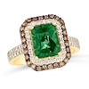 Thumbnail Image 0 of Le Vian 14ct Yellow Gold Emerald 0.80ct Diamond Double Halo Ring