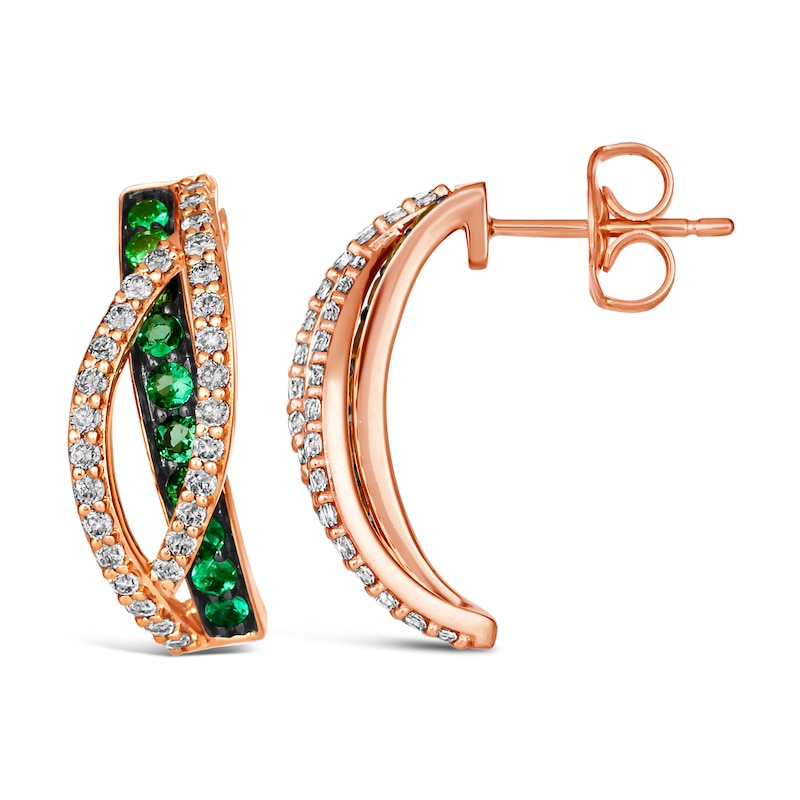 Le Vian 14ct Rose Gold Emerald 0.37ct Diamond Earrings