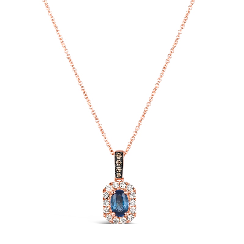 Le Vian 14ct Rose Gold Sapphire 0.18ct Diamond Pendant