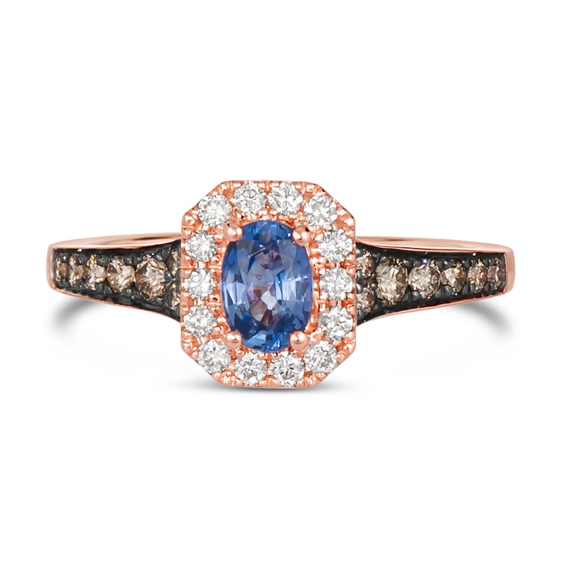 Le Vian 14ct Rose Gold Sapphire 0.45ct Total Diamond Ring