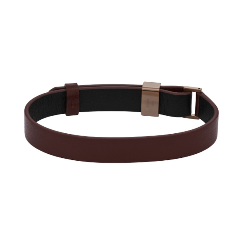 Emporio Armani Men's Brown Leather 7 Inch Bracelet