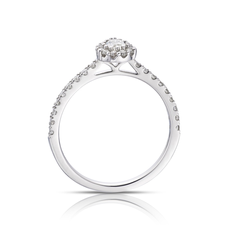 9ct White Gold 0.50ct Total Diamond Pear Halo Ring