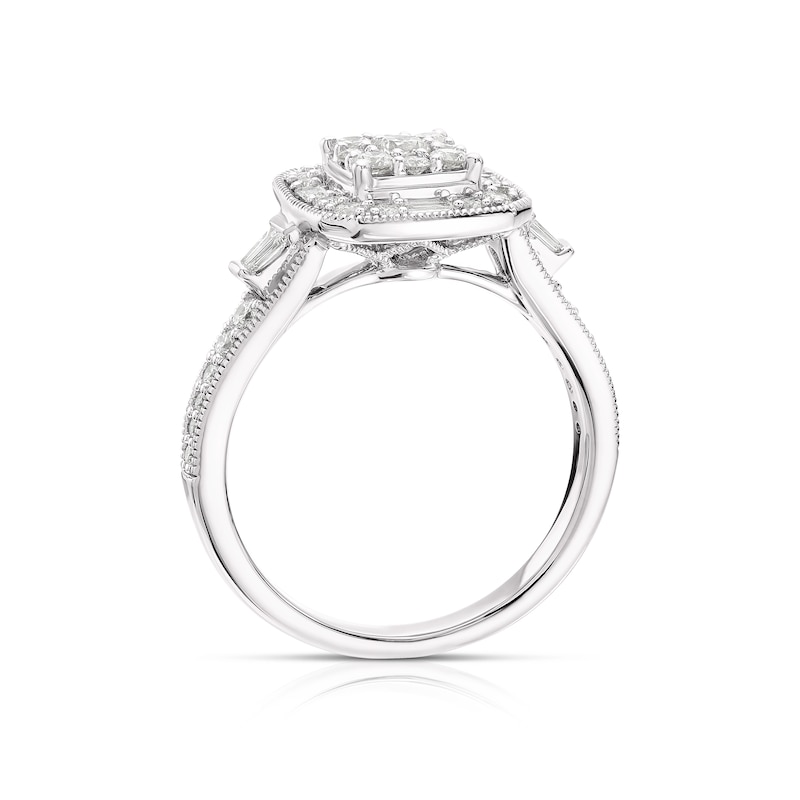 9ct White Gold 0.60ct Total Diamond Cushion Cluster Ring