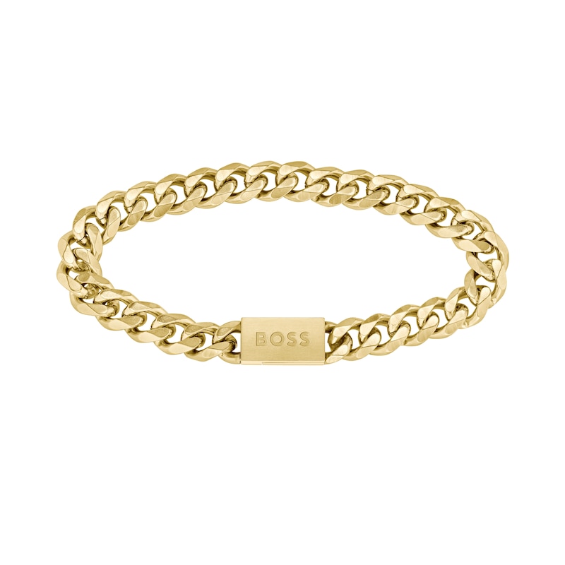 BOSS Chain Men's Gold Plated Stainless Steel 7 Inch Chain Bracelet