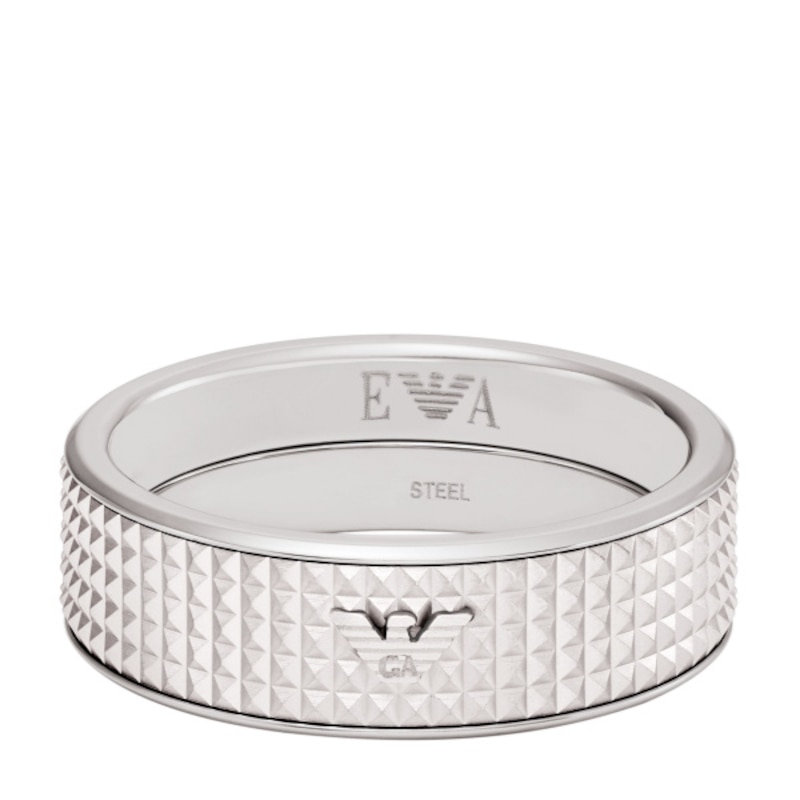 Emporio Armani Men's Stainless Steel Textured Ring Size Large