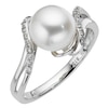 Thumbnail Image 0 of 9ct White Gold Cultured Freshwater Pearl & Diamond Ring