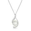 Thumbnail Image 0 of 9ct White Gold Cultured Freshwater Pearl & Diamond Twisted Pendant