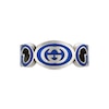 Thumbnail Image 1 of Gucci Interlocking Sterling Silver Green Enamel Unisex Ring (Sizes S-T)