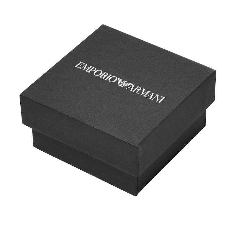 Emporio Armani Men's Black Leather 7 Inch Woven ID Bracelet