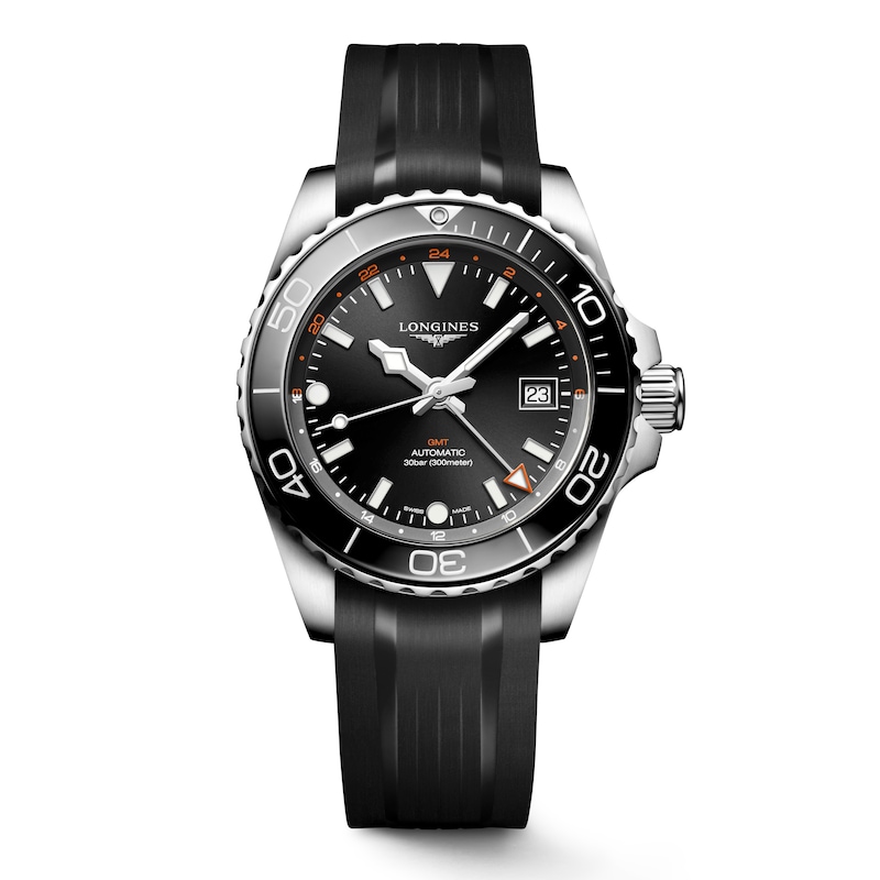Longines HydroConquest GMT Men's Black Dial & Strap Watch