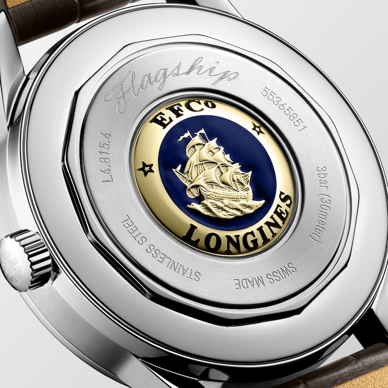 Longines Flagship Heritage Moonphase Opaline Dial & Brown Leather Strap Watch