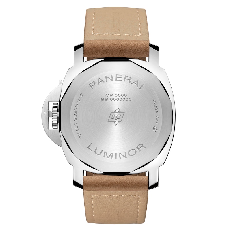 Panerai Luminor Base Logo 44mm Men's Black Dial & Beige Leather Strap Watch