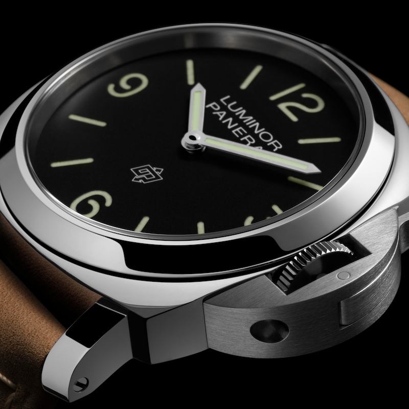 Panerai Luminor Base Logo 44mm Men's Black Dial & Beige Leather Strap Watch