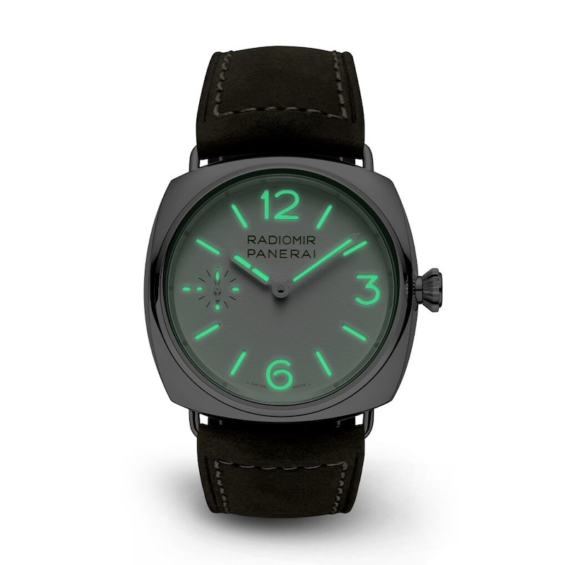 Panerai Radiomir 45mm White Dial & Green Suede Leather Strap Watch