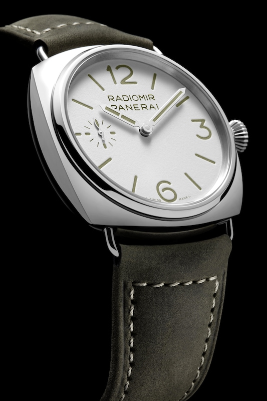 Panerai Radiomir 45mm White Dial & Green Suede Leather Strap Watch