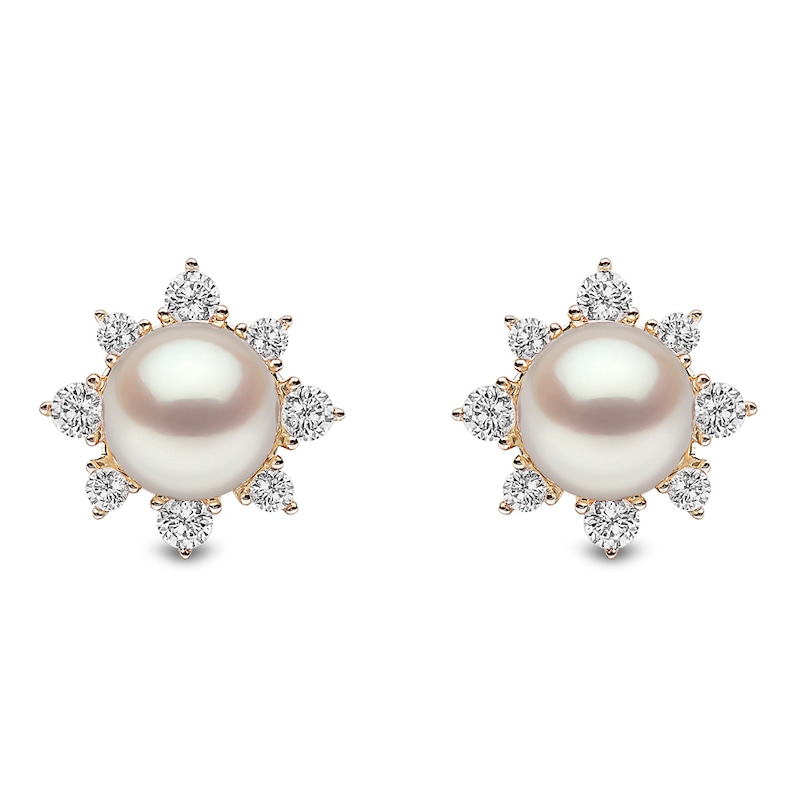 Yoko London Trend 18ct Yellow Gold Akoya Pearl 0.30ct Diamond Earrings