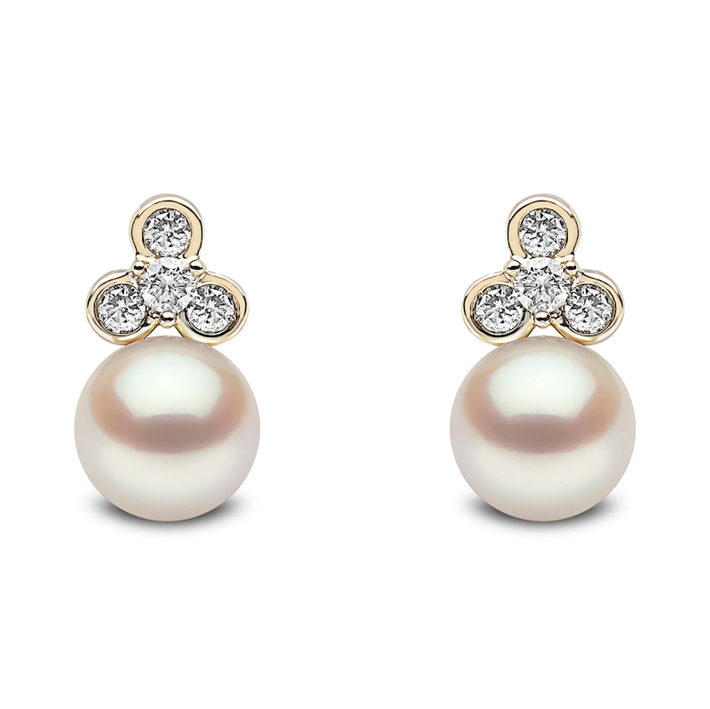 Yoko London Trend 18ct Yellow Gold Freshwater Pearl 0.16 Diamond  Earrings
