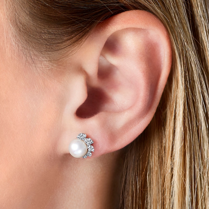 Yoko London Trend 18ct White Gold Freshwater Pearl 0.20ct Diamond Earrings