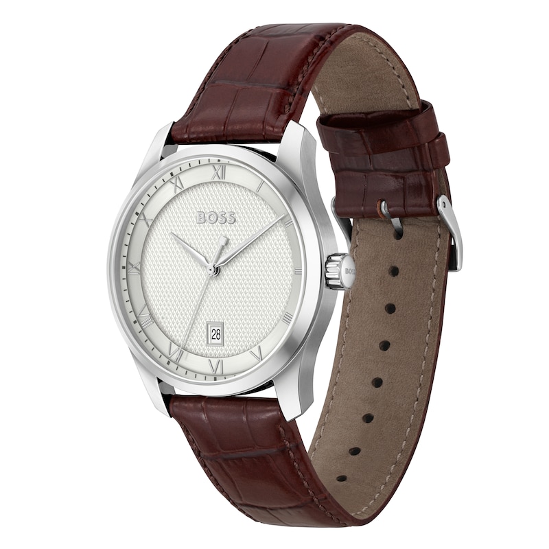 BOSS Principle Men's Brown Leather Strap Watch