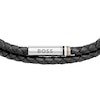 Thumbnail Image 1 of BOSS Ares Men's Braided Black Leather 7 Inch Bracelet