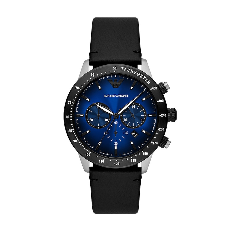 Emporio Armani Men's Blue Dial & Leather Strap Watch