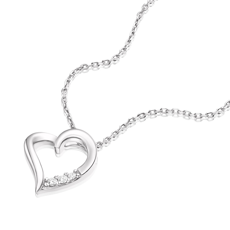 Sterling Silver 0.05ct Diamond Heart Pendant