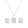 Thumbnail Image 0 of 9ct White Gold 0.50ct Diamond Emerald Shape Cluster Earrings & Pendant Set