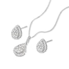 Thumbnail Image 1 of 9ct White Gold 0.50ct Diamond Pear Shape Cluster Earrings & Pendant Set