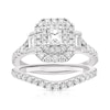 Thumbnail Image 0 of Vera Wang Platinum 1.18ct Diamond Emerald Shape Halo Bridal Set