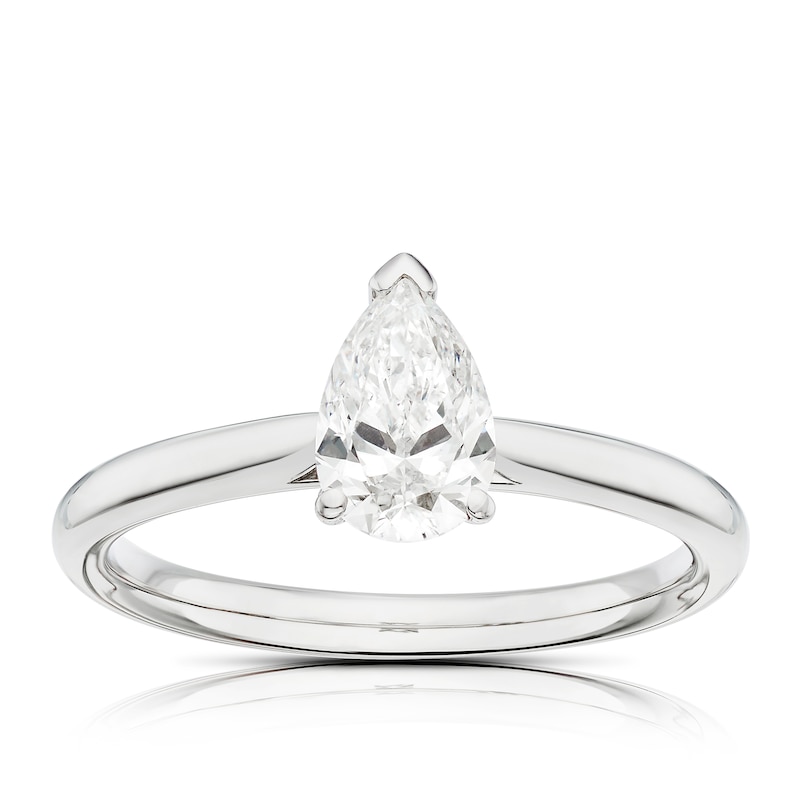 Platinum 0.50ct Diamond Pear Cut Solitaire Ring