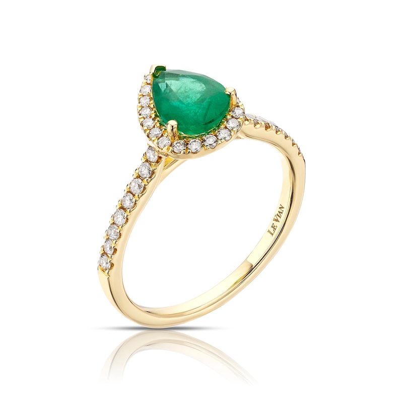 Le Vian 14ct Yellow Gold 0.29ct Diamond & Emerald Pear Shape Ring