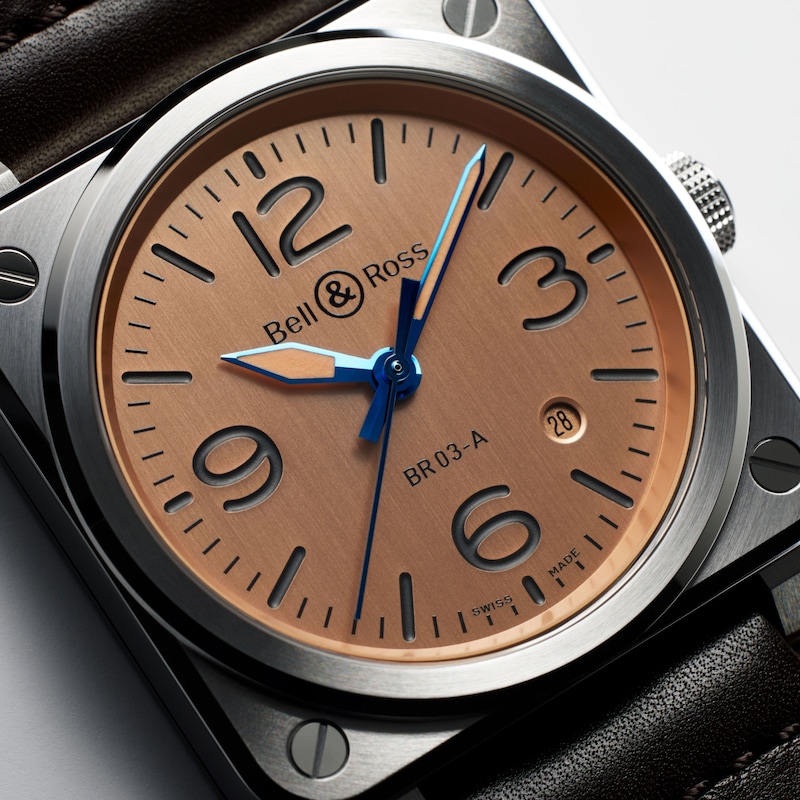 Bell & Ross BR 03 Copper Dial & Brown Leather Strap Watch