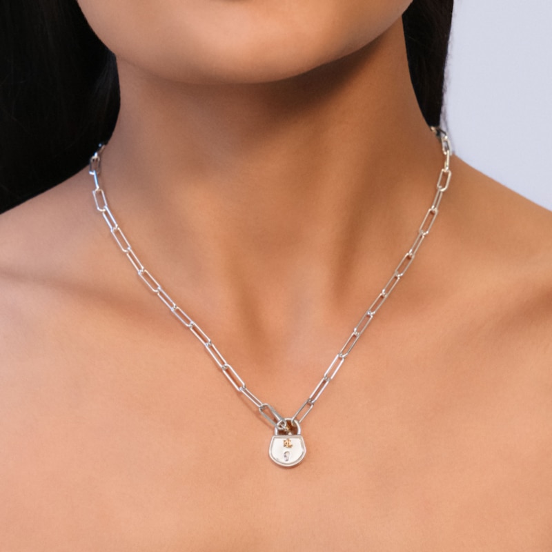 Lauren Ralph Lauren Sterling Silver 17 Inch Padlock Pendant Necklace