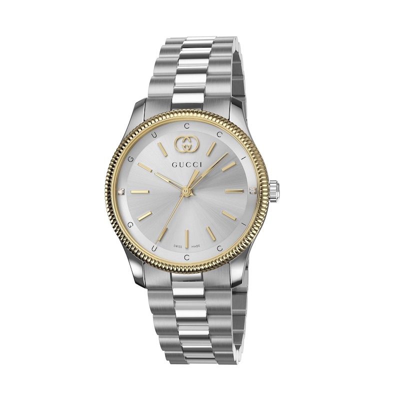 Gucci G-Timeless collection Diamond & Stainless Steel Bracelet Watch