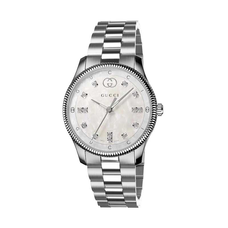 Gucci G-Timeless collection Diamond & White MOP Stainless Steel Watch