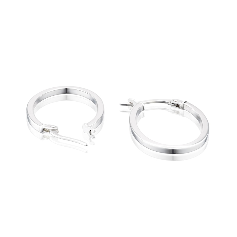9ct White Gold 23mm Square Edge Oval Creole Hoop Earrings