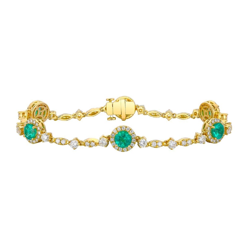 Le Vian Couture 18ct Yellow Gold Green Emerald & 2.21ct Diamond Bracelet