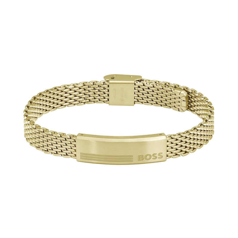 BOSS Alen Men's Gold-Tone IP 8 Inch Mesh Bracelet
