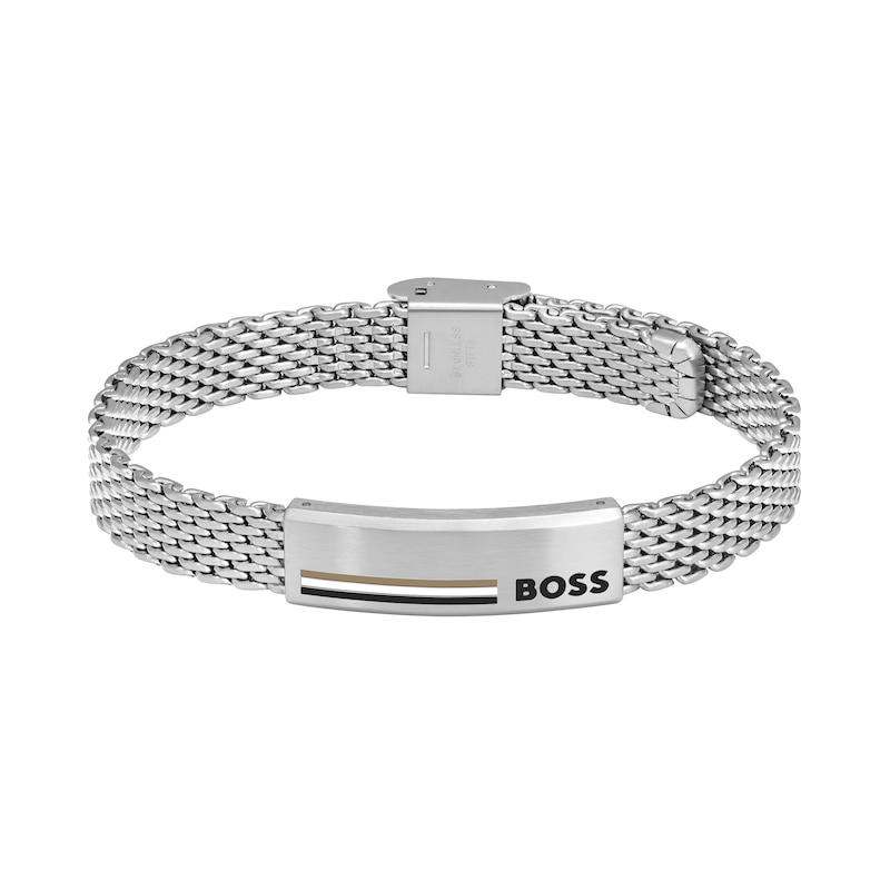 BOSS Alen Men's Stainless Steel 8 Inch Mesh Bracelet