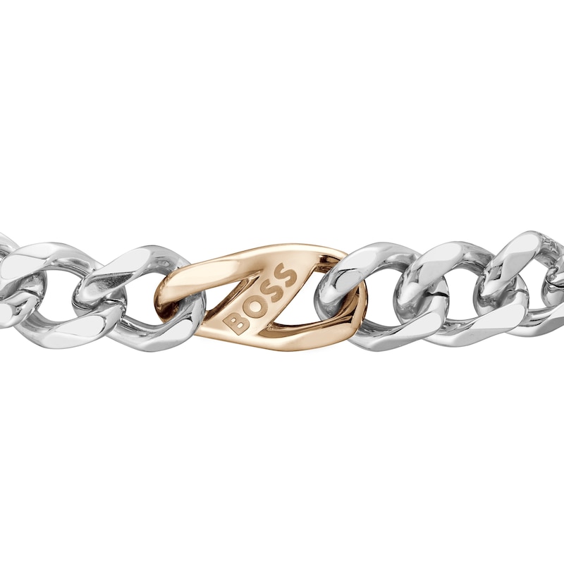 BOSS Rian Men's Stainless Steel & Gold IP 7.7 Inch Figaro Bracelet