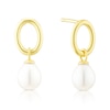 Thumbnail Image 0 of 9ct Yellow Gold Cultured Pearl Oval Shaped Drop Stud Earrings