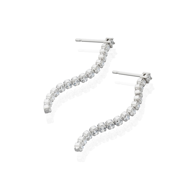 Sterling Silver Cubic Zirconia Pavé Drop Earrings
