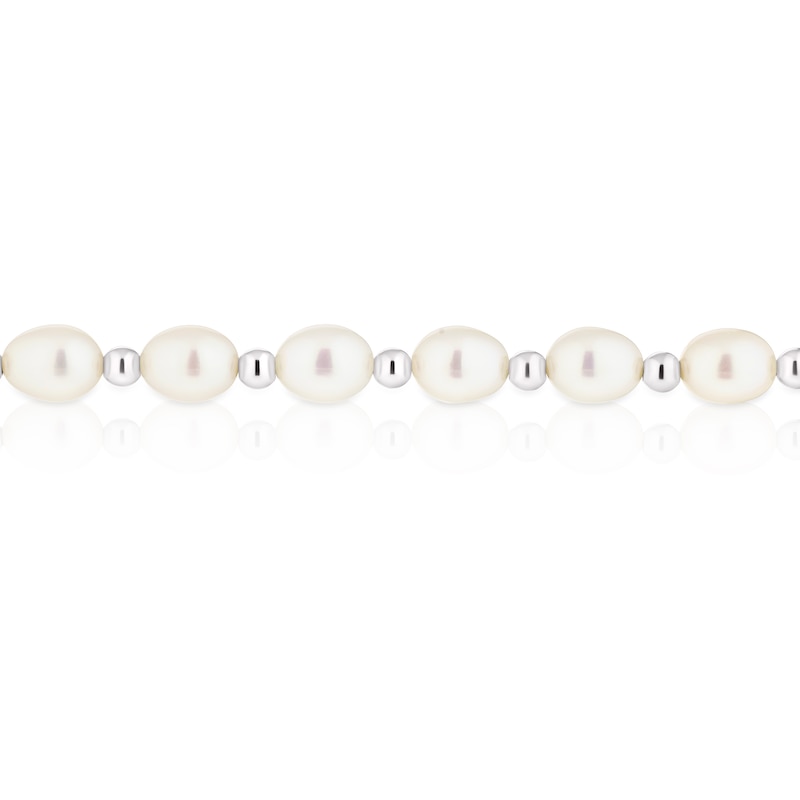 9ct White Gold 7.5 Inch Cultured Pearl Beaded Bracelet