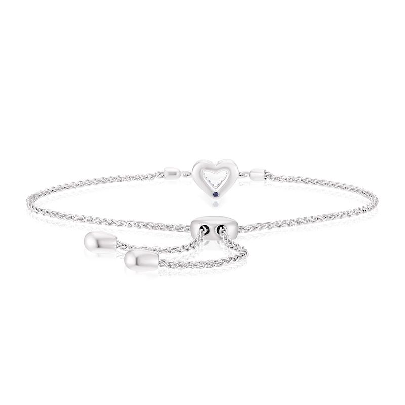 Vera Wang Sterling Silver 0.12ct Diamond & Sapphire Double Heart Bolo Bracelet