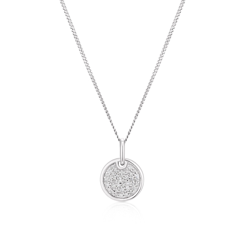 Sterling Silver 0.15ct Diamond Pavé Circle Pendant