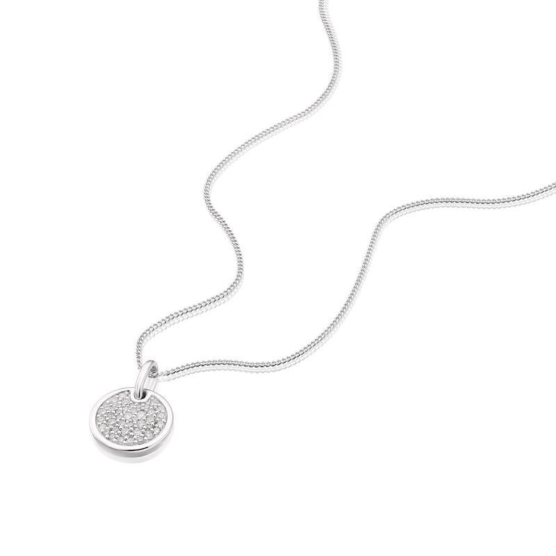 Sterling Silver 0.15ct Diamond Pavé Circle Pendant
