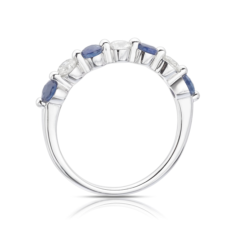 9ct White Gold Blue Sapphire & 0.33ct Diamond Eternity Ring