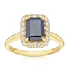 Thumbnail Image 0 of 9ct Yellow Gold Blue Sapphire & 0.25ct Diamond Halo Ring